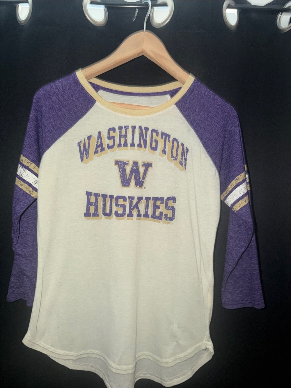Washington Huskies Purple & Cream Raglan Tee